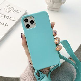 Чохол з ремінцем для iPhone 14 Crossbody fibra з Мікрофіброю Blue