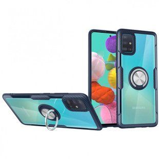 Чехол для Samsung Galaxy A51 (A515) Deen CrystalRing с кольцом темно-синий