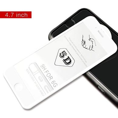 5D скло для Apple Iphone 6 / 6s Біле - Клей по всій площині, Білий