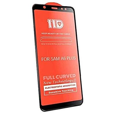 5D + (11d) скло для Samsung Galaxy А6 2018 Black Повний клей, Черный