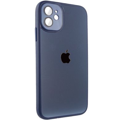 Чехол для iPhone 11 Стеклянный матовый + стекло на камеру с микрофиброй TPU+Glass Sapphire Midnight Deep navy