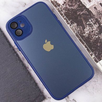 Чехол для iPhone 11 Стеклянный матовый + стекло на камеру с микрофиброй TPU+Glass Sapphire Midnight Deep navy