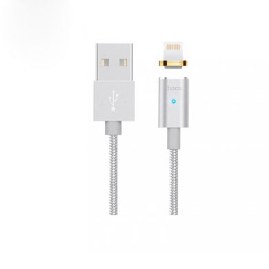 Кабель HOCO U16 Magnetic adsorption Lightning charging cable 2,4A Silver, Silver