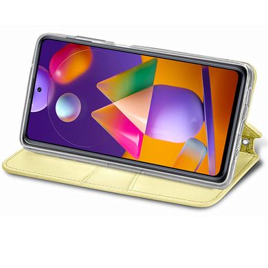 Кожаный чехол книжка GETMAN Mandala (PU) для Samsung Galaxy M51 (Желтый)