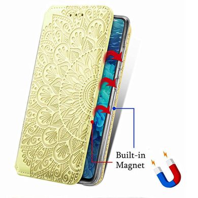 Кожаный чехол книжка GETMAN Mandala (PU) для Samsung Galaxy M51 (Желтый)