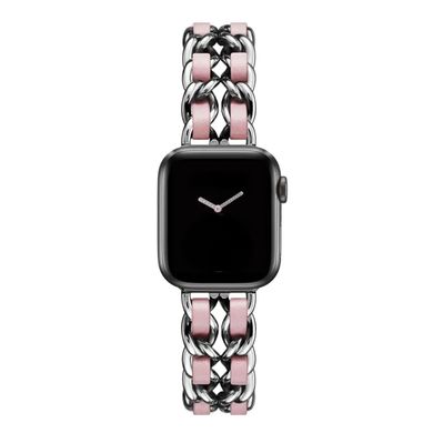 Ремінець для Apple Watch 38/40/41mm Chanel Leather Silver/Pink