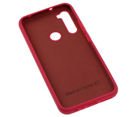 Чехол для Xiaomi Redmi Note 8T Silicone Full розово-красный c закрытым низом и микрофиброю