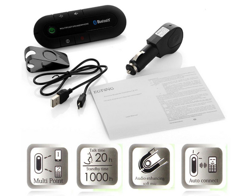 Автомобильный беспроводной динамик-громкоговоритель Bluetooth Hands Free kit HB 505-BT (спикерфон), Черный