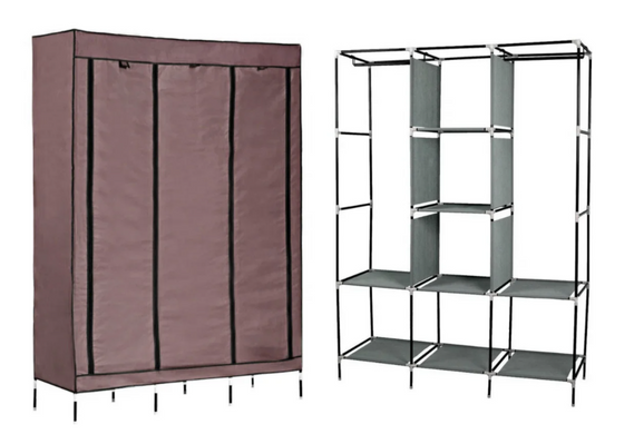 Складной каркасный тканевый шкаф Storage Wardrobe 88130, шкаф на три секции 130*45*175