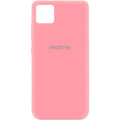 Чехол для Realme C11 Silicone Full с закрытым низом и микрофиброй Розовый / Pink