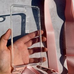Чехол для iPhone 7 Plus/8 Plus прозрачный с ремешком Pink