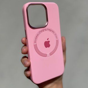 Чехол для iPhone 12 Pro Max Silicone Case Full (Metal Frame and Buttons) with Magsafe с металлическими кнопками и рамкой Pink
