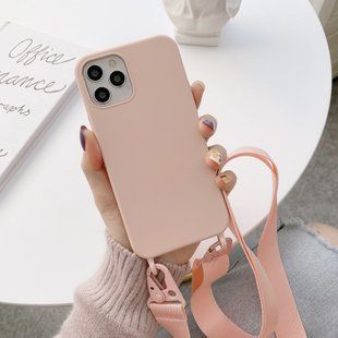 Чохол з ремінцем для iPhone 14 Crossbody fibra з Мікрофіброю Pink Sand