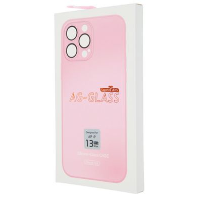 Чехол для Iphone 13 Стеклянный матовый + стекло на камеру TPU+Glass Sapphire matte case Chanel Pink