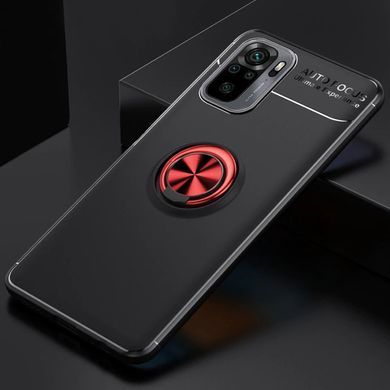 TPU чехол Deen ColorRing под магнитный держатель (opp) для Xiaomi Redmi Note 10 / Note 10s Черный / Красный