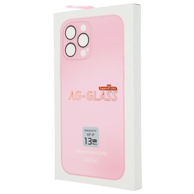 Чохол для Iphone 12 Pro Max Скляний матовий + скло на камеру TPU+Glass Sapphire matte case Рожевий / Grapefruit