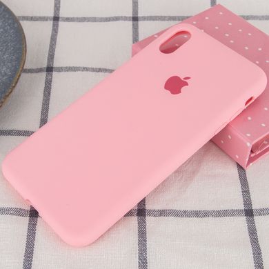 Чехол silicone case for iPhone XS Max с микрофиброй и закрытым низом Pink