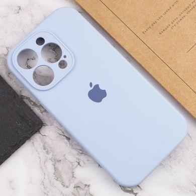 Чехол для Apple iPhone 13 Pro Max Silicone Full camera закрытый низ + защита камеры / Голубой / Lilac Blue