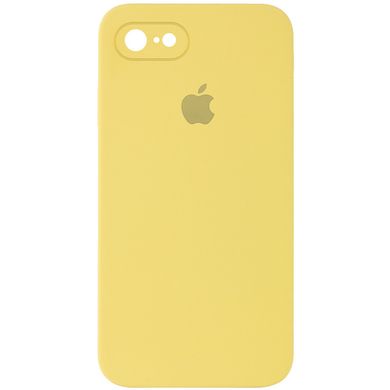 Чехол для Apple iPhone 7 / 8 / SE (2020) Silicone Full camera закрытый низ + защита камеры (Желтый / Canary Yellow) квадратные борты