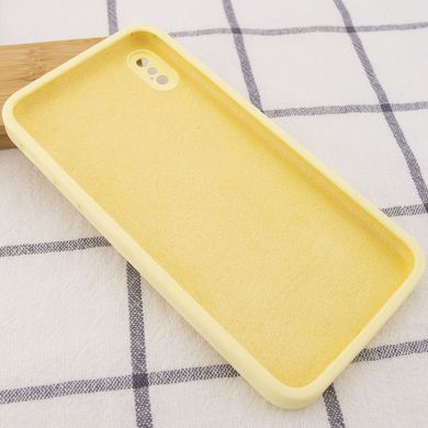 Чехол для iPhone X/Xs Silicone Full camera закрытый низ + защита камеры (Желтый / Mellow Yellow) квадратные борты