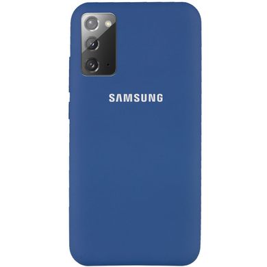 Чехол для Samsung Galaxy Note 20 Silicone Full (Синий / Navy Blue) c закрытым низом и микрофиброю
