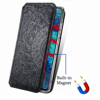 Кожаный чехол книжка GETMAN Mandala (PU) для Samsung Galaxy M31s (Черный)