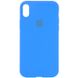 Чехол silicone case for iPhone X/XS с микрофиброй и закрытым низом Blue